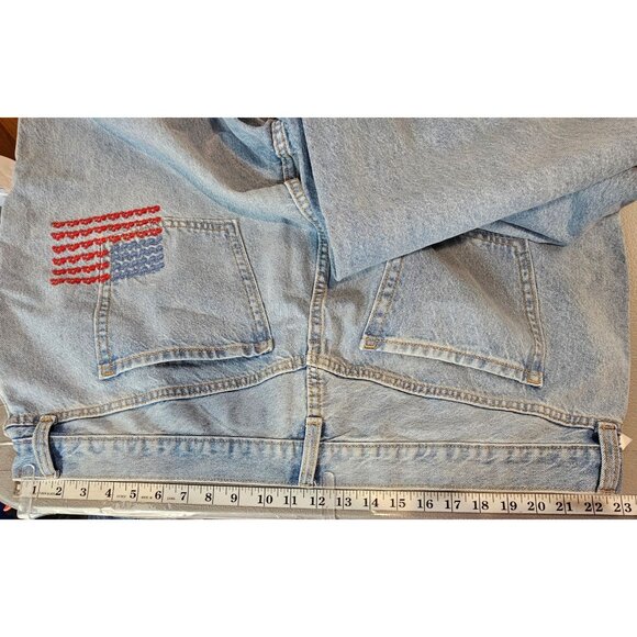 Old Navy Plus Size 22 Extra High Rise Sky Hi Straight Flag Embroidered Jeans NWT - Picture 8 of 13
